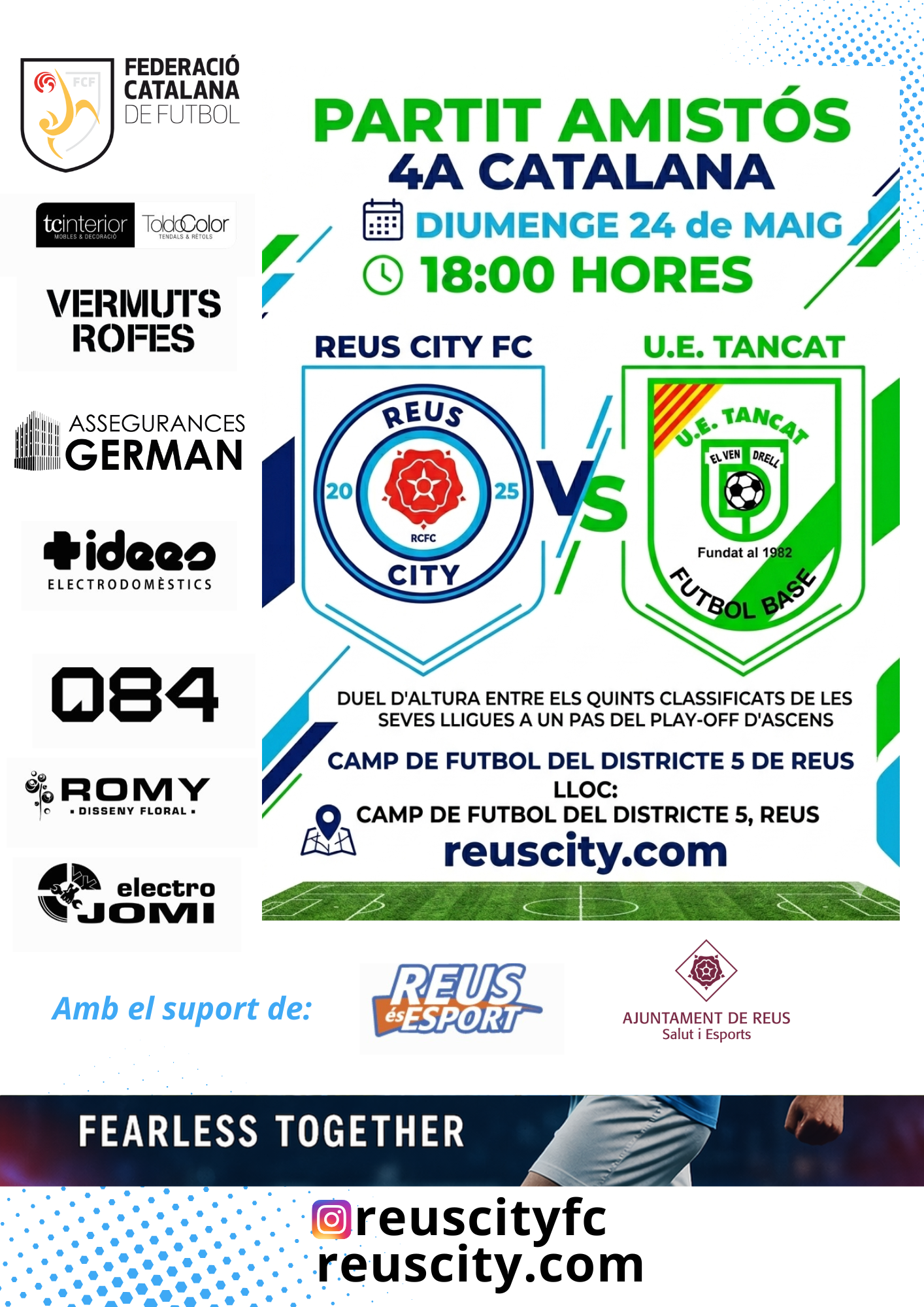 PREVIA | Partidazo de altura en el Districte 5: Reus City FC vs U.E. Tancat