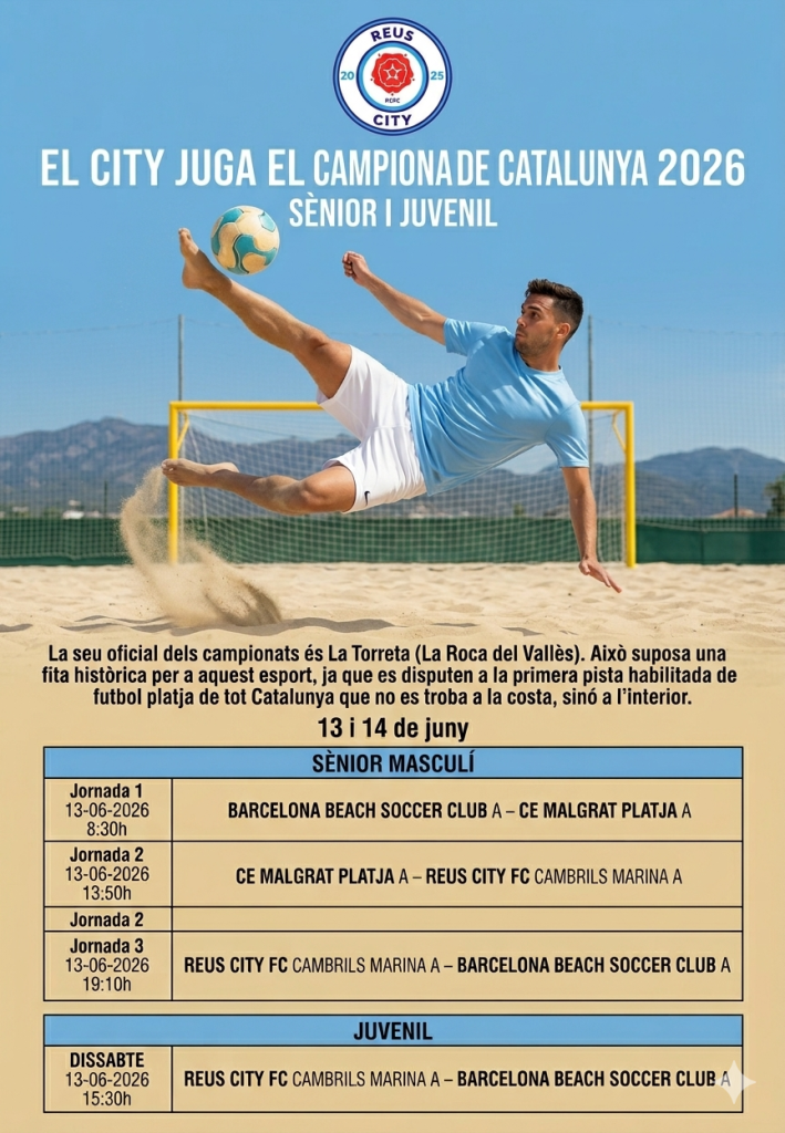 Jornada 3 13-06-2026 REUS CITY FC CAMBRILS MARINA A – BARCELONA BEACH